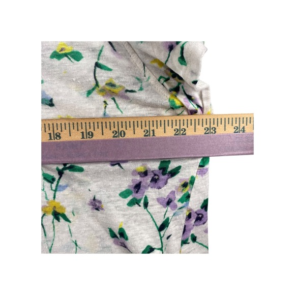 LOFT Linen Blend Floral Flutter Sleeve T Shirt Women's Size L - Picture 3 of 6